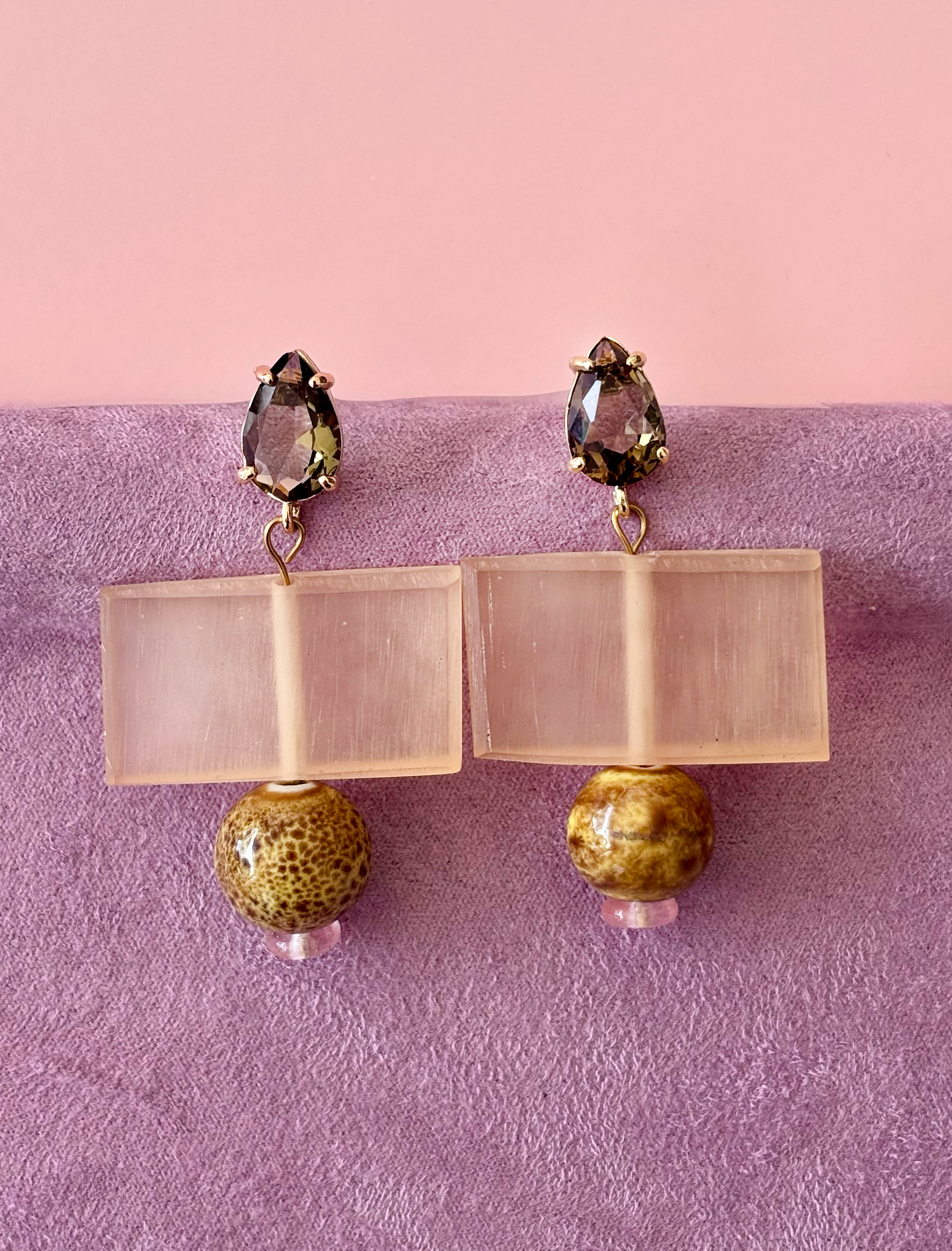 Pink Glass Mondrian Drops